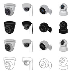 Isolated object of cctv and camera sign. Set of cctv and system stock symbol for web.