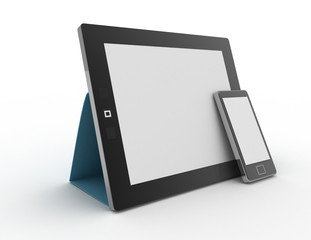 Black abstract tablet computer (pc) on white background