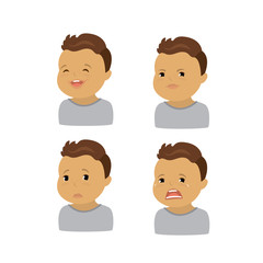 Set of boy emotions,isolated faces