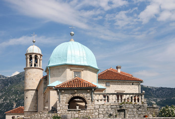 Fototapeta na wymiar Our Lady of the Rocks monastery Perast Bay of Kotor Montenegro