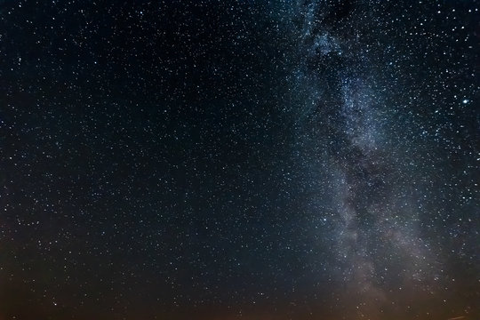 Starry sky, milky way, beautiful landscape, night time, Belarus. © Aliaksandr Marko