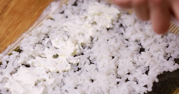 Rice for sushi. Preparing homemade sushi.