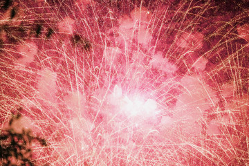 Sparkling explosion of fireworks, Christmas celebration neon