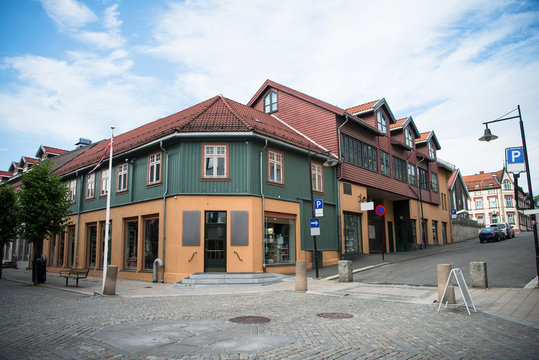 urban street with beautiful building, Hamar, Hedmark, Norway