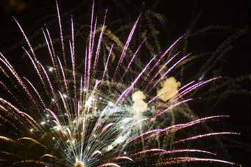 Christmas celebration neon sparkling explosion of fireworks