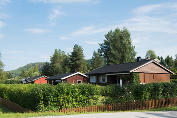 small buildings behind fence, Trysil, Norway's largest ski resort