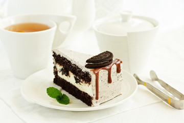 A piece of delicious caramel cake.