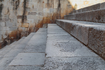 old stone staircase in Girona city, Spain