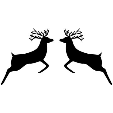 Two reindeer leap towards each other