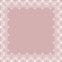 Fototapeta premium Classic whiite square frame with arabesques and orient elements. Abstract ornament with place for text. Vintage pattern