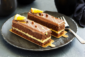 Chocolate-orange mousse cake.