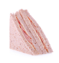 Homemade cheese sandwich for breakfast on white background.
