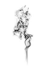 black smoke or dust, wavy and swirly on white background.  perfect for compositing eg. hot tea, cigarettes or other smoking things. 