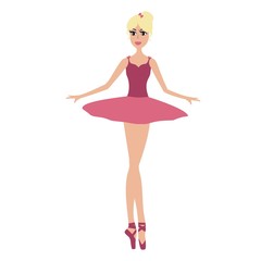 Cartoon pretty ballerina in pink dress vector illustration. © kaimena3