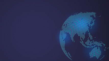 Dark Blue Vector background. Digital Dotted globe