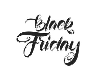 Vector handwritten calligraphic brush textured type lettering of Black Friday on white background.