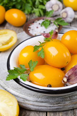 Marinated yellow tomatoes
