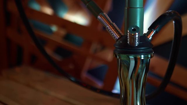 Hookah on the table before serving in the hookah bar.