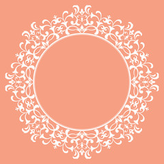 Decorative frame Elegant vector element for design in Eastern style, place for text. Floral pink border. Lace illustration for invitations and greeting cards