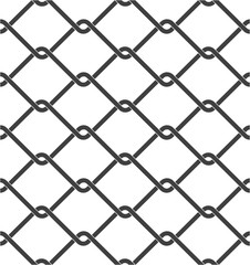 Seamless chain link fence. Steel wire mesh on white background.