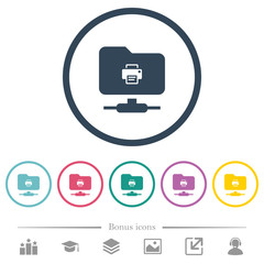 FTP print flat color icons in round outlines