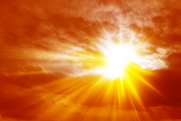 Rays of sunshine through clouds