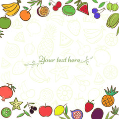 Fruits cute banner background template with copy space for promotional or sales event