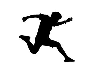 Fototapeta na wymiar Silhouette man jump action on white background. image for object