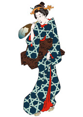 浮世絵　四季の花園　芙蓉