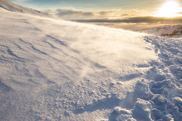 Sunset in one of Iceland's mountains near Reykjadalur Hot Spring Thermal River