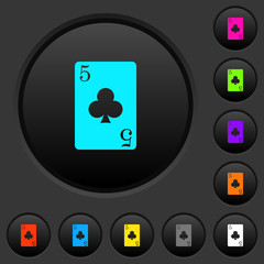 five of clubs card dark push buttons with color icons