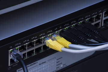 Network switch HUB and ethernet cables for Data Center