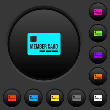 Member card dark push buttons with color icons
