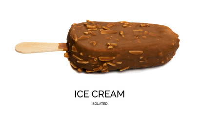 Chocolate Almond Popsicle Ice Cream Bar Isolated