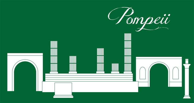 the illustration with famous landmark the Pompei