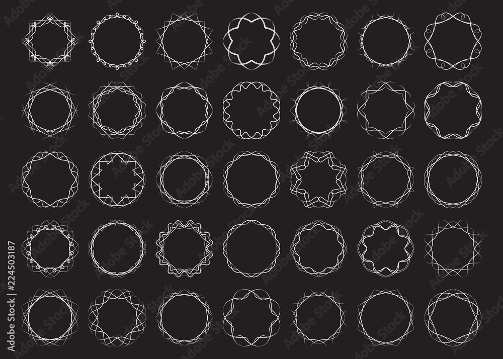 Poster abstract round frames set twisted design elements