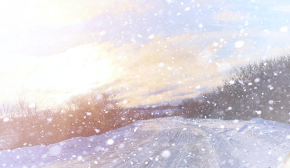 Winter landscape snow covered expanses. A park in the winter in 