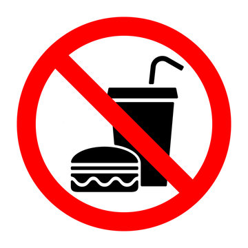 No food stop eat or drink prohibition sign