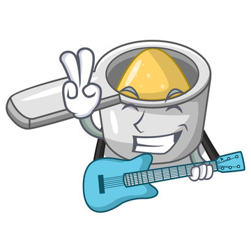 With guitar metal measuring spoons isolated on mascot