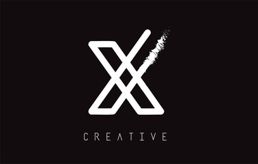 X Monogram Letter Logo Design Brush Paint Stroke.