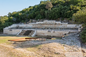 Naklejka premium Archaeological Area Stageira. Ruins of ancient Stagira, Greece.