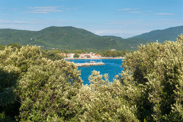Fototapeta premium Panoramic view of town of Olimpiada at Chalkidiki, Greece