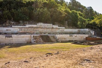 Naklejka premium Archaeological Area Stageira. Ruins of ancient Stagira, Greece.
