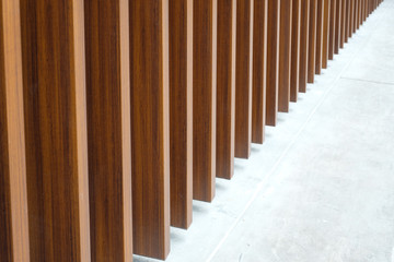 Wall decoration by wood plate in perspective view