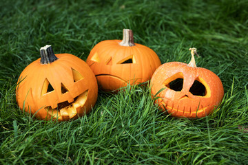 halloween carved pumpkin, jack-o-lantern decoration