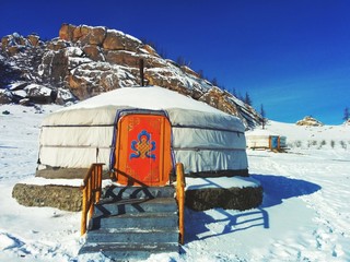 Ger hut in the mountains of Mongolia