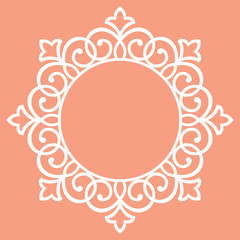 Decorative frame Elegant vector element for design in Eastern style, place for text. Floral pink border. Lace illustration for invitations and greeting cards