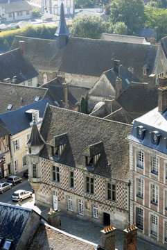 Ville de Verneuil-sur-Avre, bibliothèque, maison à tourelle du XVe siècle, département de l'Eure, Normandie, France