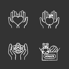 Charity chalk icons set
