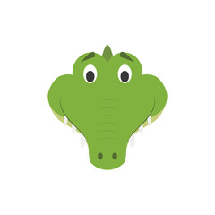 Naklejka premium Aligator twarz w stylu cartoon dla dzieci. Ilustracja wektorowa twarze zwierząt Seria